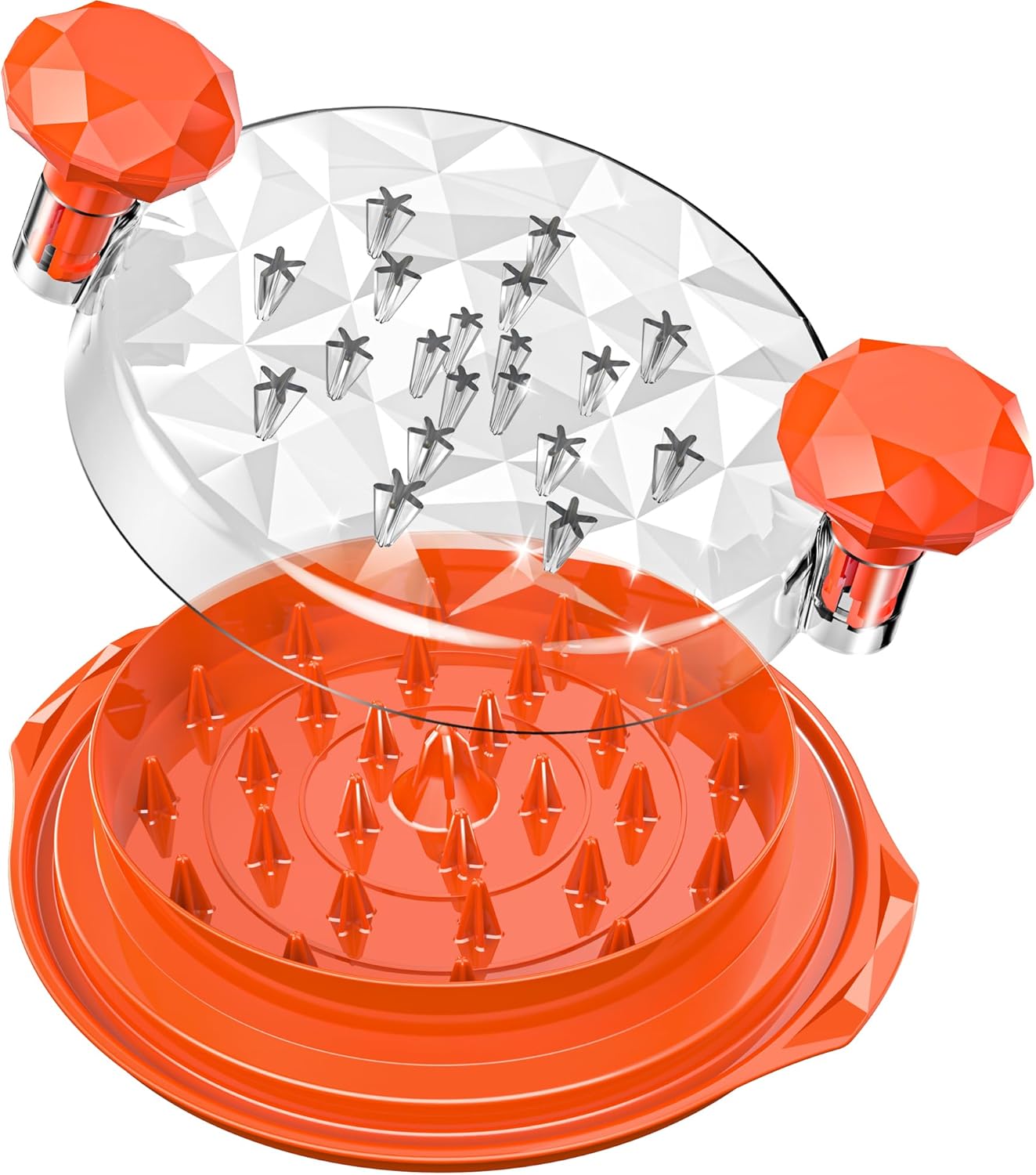 Chicken Shredder Tool | Large, Ergonomic Handle, BPA-Free, Dishwasher-Safe, Transparent Lid, Orange