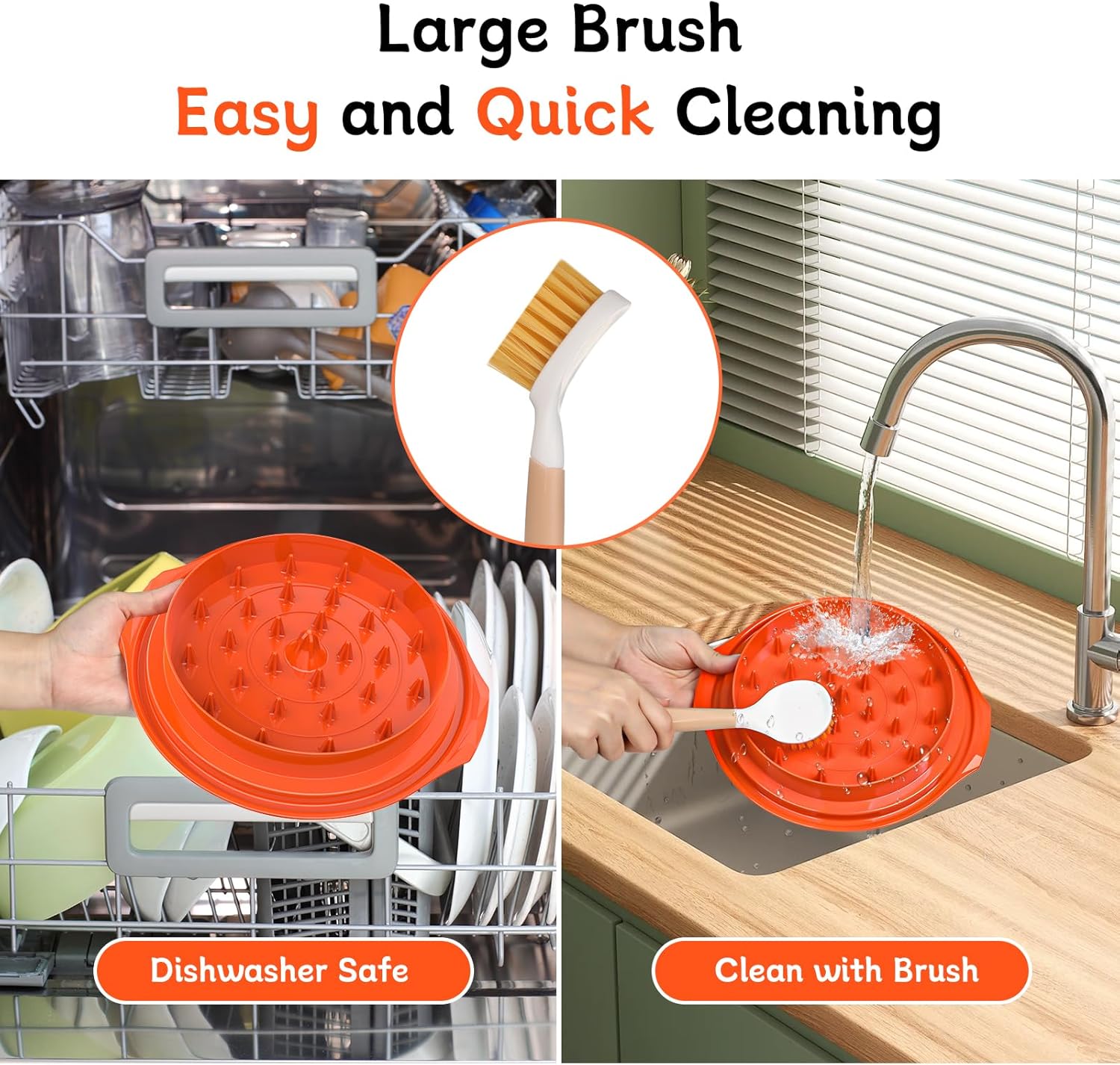 Chicken Shredder Tool | Large, Ergonomic Handle, BPA-Free, Dishwasher-Safe, Transparent Lid, Orange