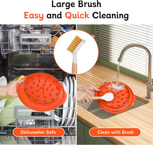 Chicken Shredder Tool | Large, Ergonomic Handle, BPA-Free, Dishwasher-Safe, Transparent Lid, Orange